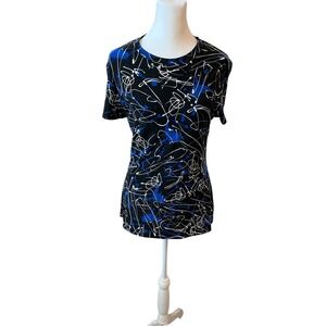 Norma Kamali Abstract Print Tee Top Short Sleeve‎ Casual L